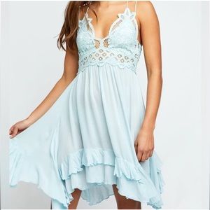 FREE PEOPLE Intimately Adella Slip Mini Dress | Sea Washed Blue Short Sexy